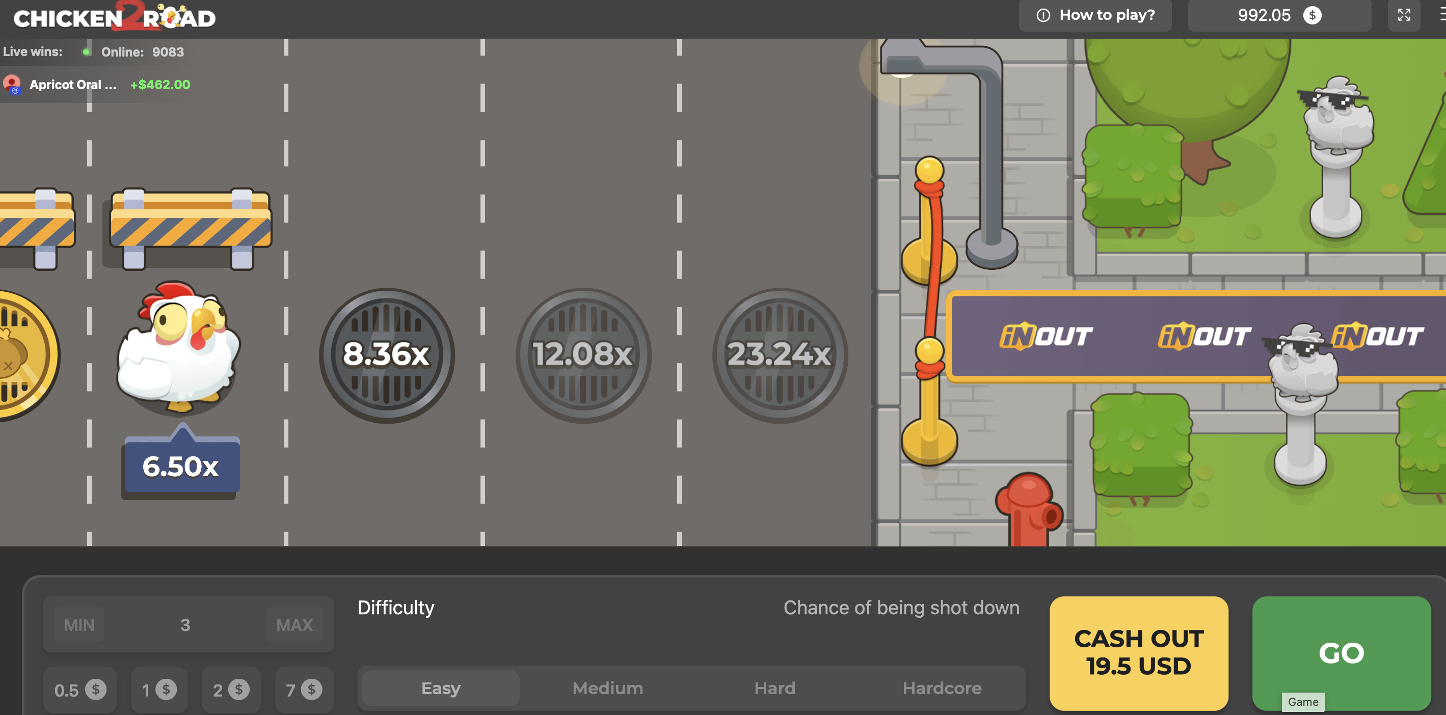 Chicken Road 2 Gambling Game — Hähnchen kurz vor dem Ziel bei hohem Multiplikator