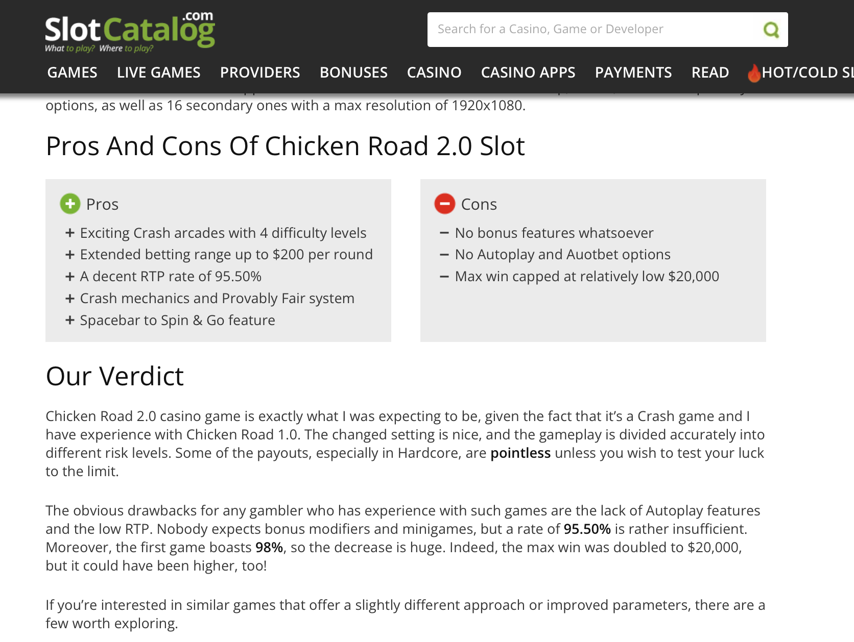Chicken Road 2 Review bei SlotCatalog — Pros und Cons mit 95,5 Prozent RTP, vier Schwierigkeitsstufen, Spacebar-Feature, aber ohne Autoplay und Bonus-Features