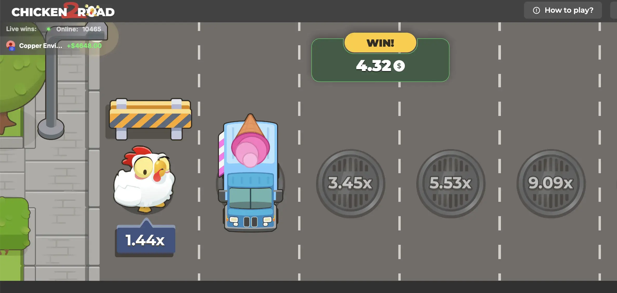Chicken Road 2 Slot Multiplikatoren-Ansicht während einer laufenden Runde